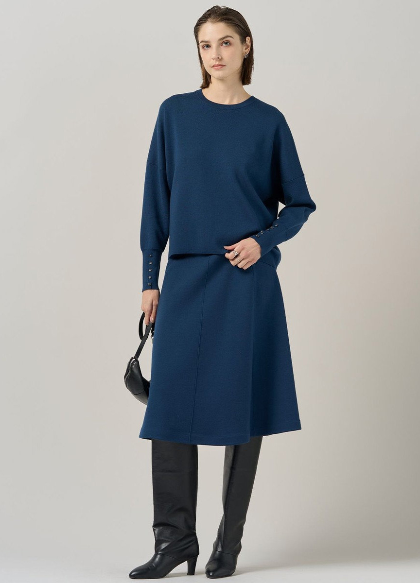 壓縮羊毛高腰針織長裙